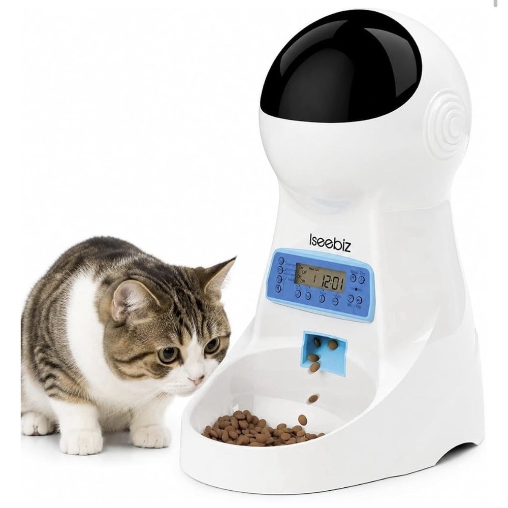Iseebiz-AUTOMATIC PET FEEDER USB/Battery Small Cats/Dogs  DRY FOOD 14x10" WORKS!